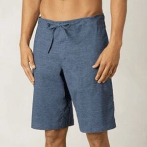 prAna Sutra Hemp Blend Drawstring Shorts in Blue Size Medium